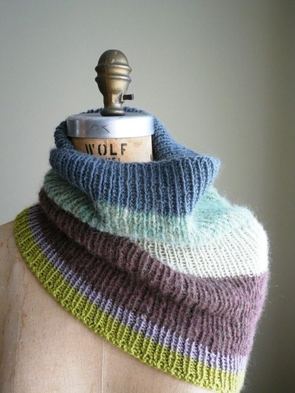 Faça você mesma - gola de tricô de listras