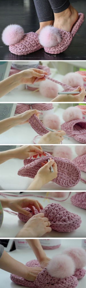 Como montar o chinelo de fio de malha