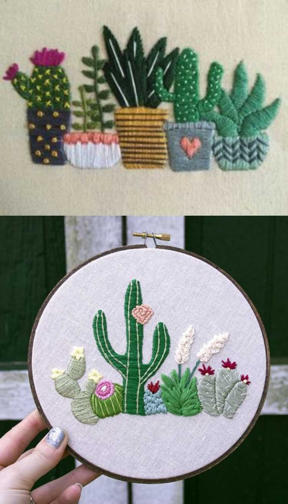 20 ideias para decorar bordando cactos e suculentas