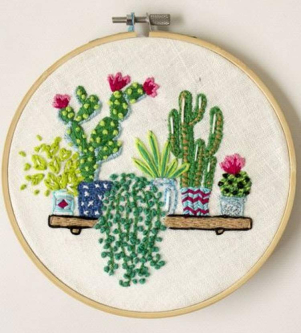 DIY - Mini bordado com cactos e suculentas