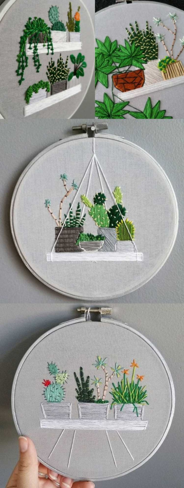 20 ideias para decorar bordando cactos e suculentas