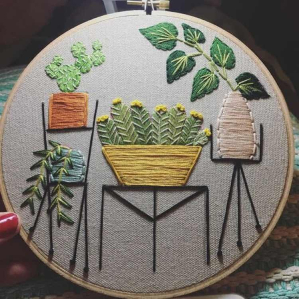 DIY - Mini bordado com cactos e suculentas