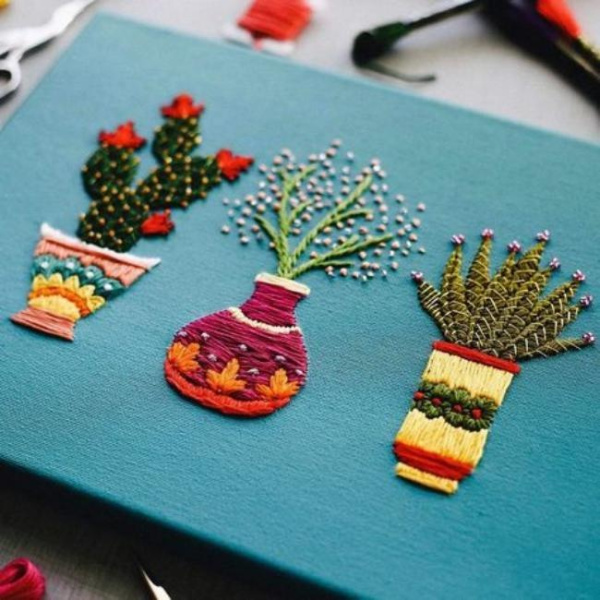 DIY - Mini bordado com cactos e suculentas
