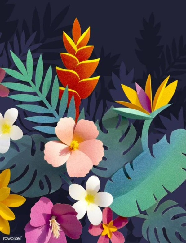 Festa havaiana com flores gigantes de papel