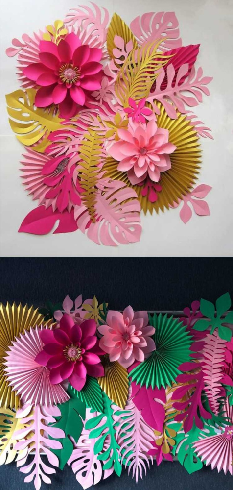 Festa havaiana com flores gigantes de papel
