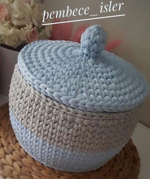 DIY - 14 Cestos de fio de malha com tampa
