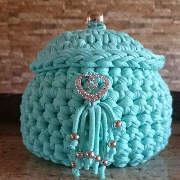 DIY - 14 Cestos de fio de malha com tampa