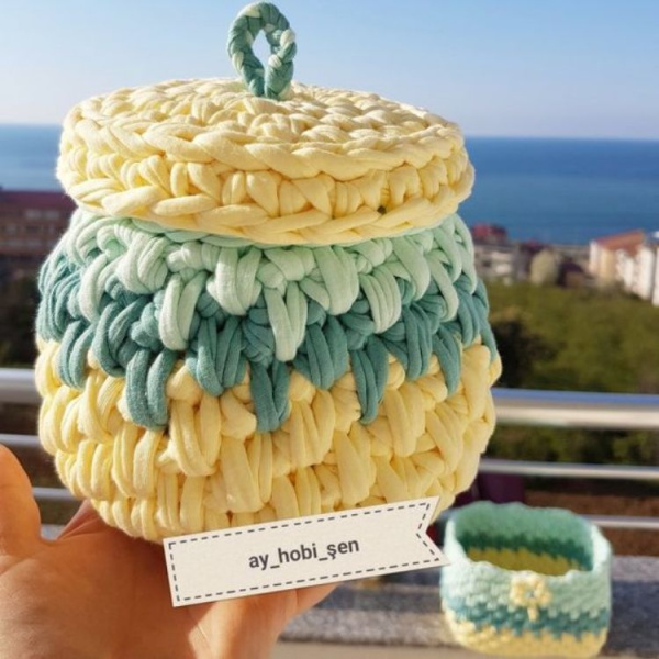 DIY - 14 Cestos de fio de malha com tampa