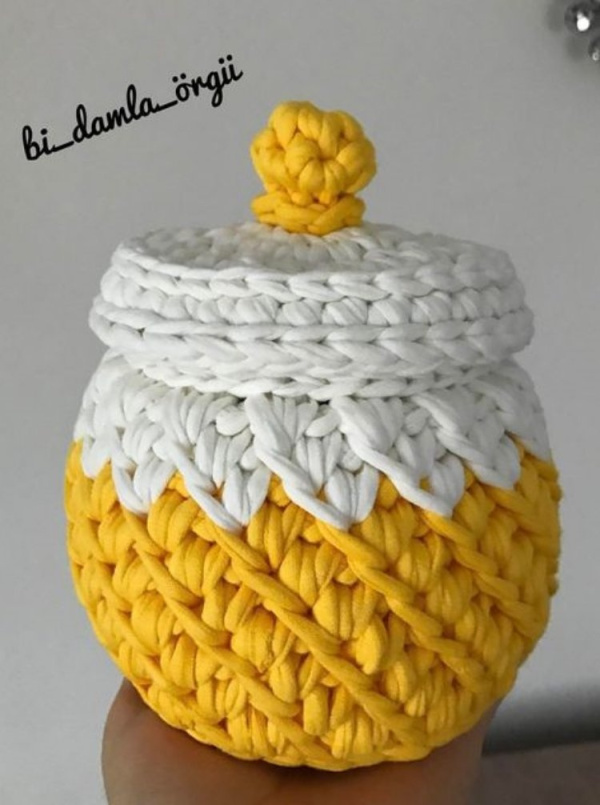 DIY - 14 Cestos de fio de malha com tampa