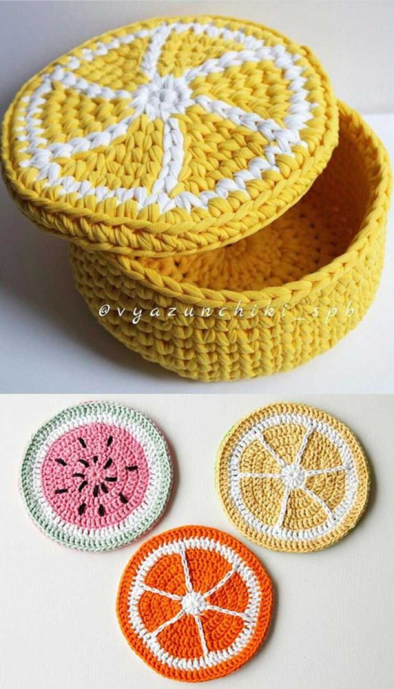 DIY - 14 Cestos de fio de malha com tampa