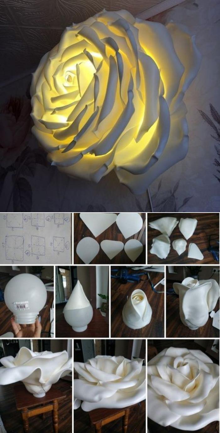 Ideias e modelos de flores de papel gigante - a rosa luminária