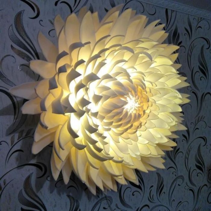 Ideias e modelos de flores de papel gigante - uma luninária