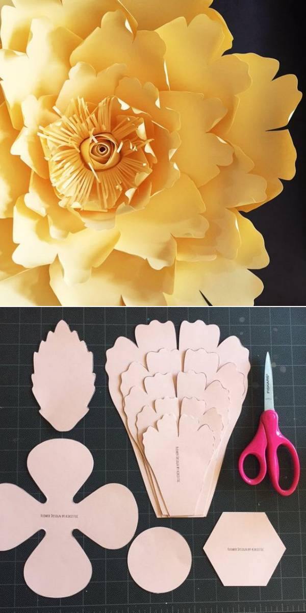 Ideias e modelos de flores de papel gigante - moldes