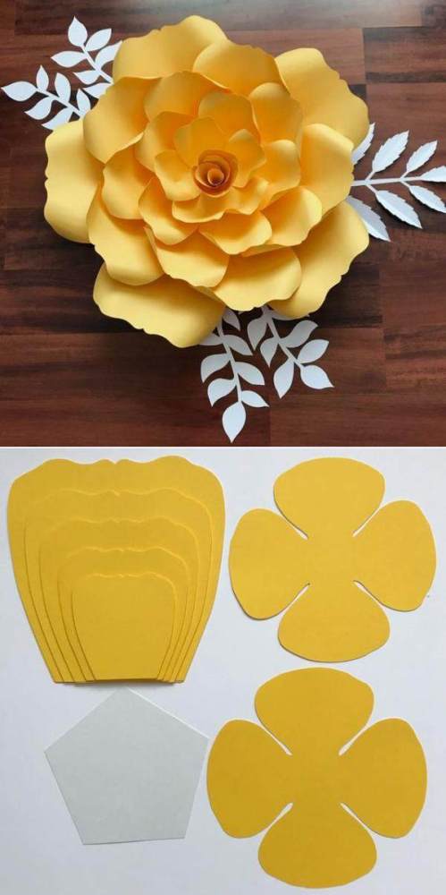 Ideias e modelos de flores de papel gigante - moldes