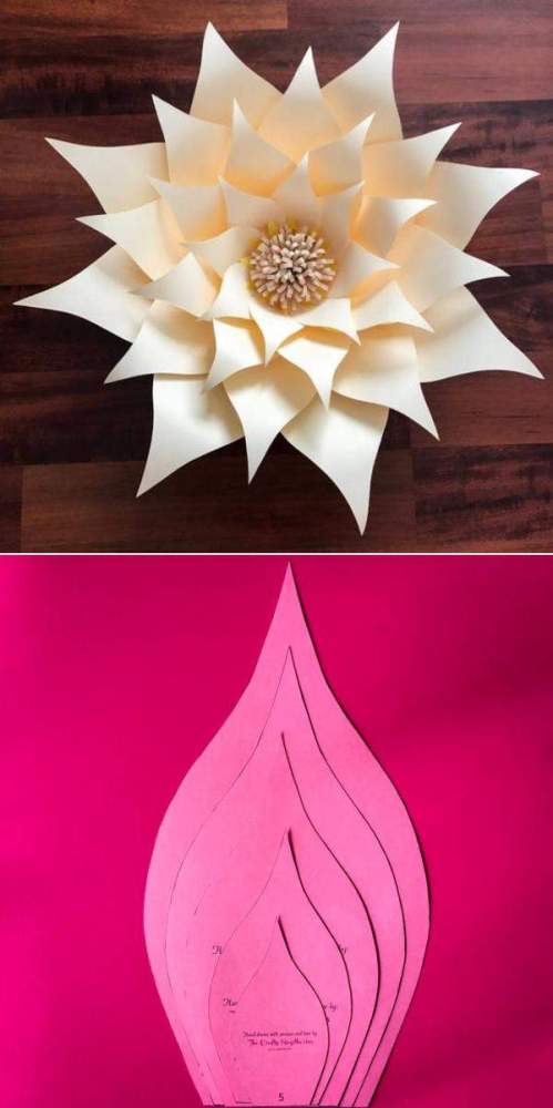 Ideias e modelos de flores de papel gigante - moldes