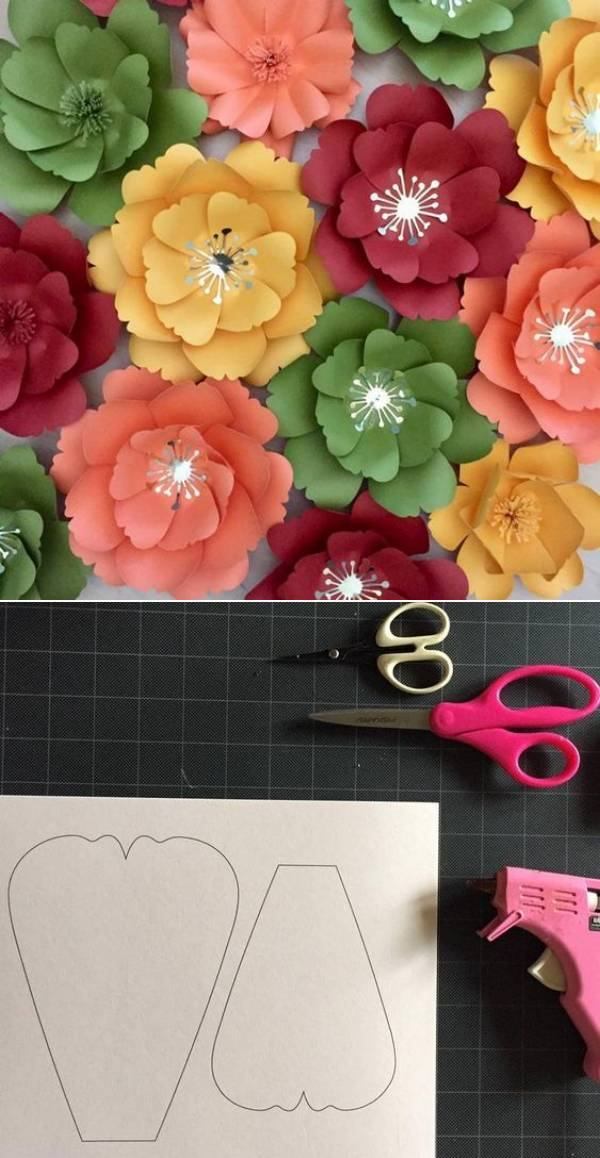 Ideias e modelos de flores de papel gigante - moldes