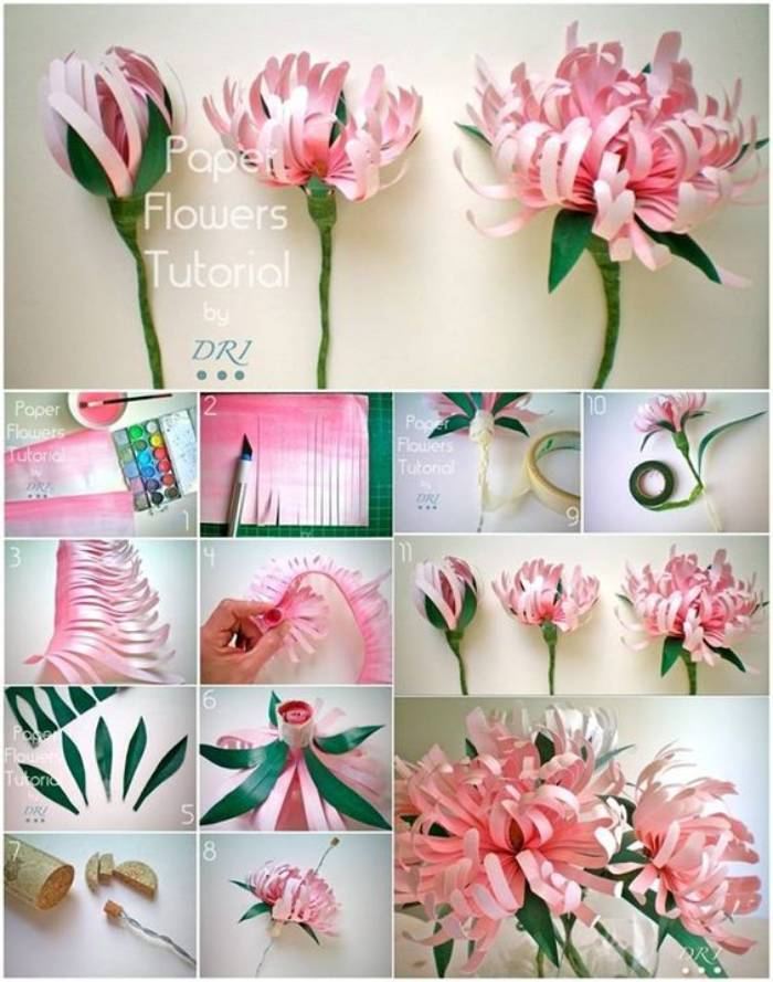 Ideias e modelos de flores de papel gigante - passo a passo