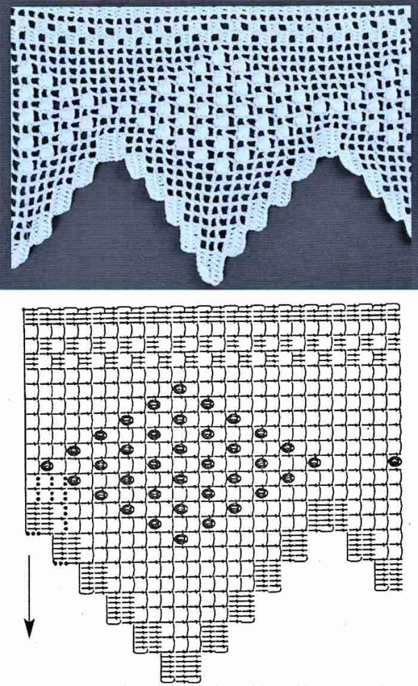 Barrados e entremeios de crochê com gráficos