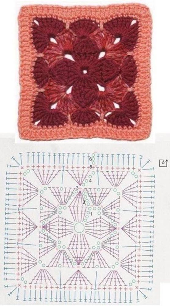 24 modelos e gráficos de quadrados de crochê