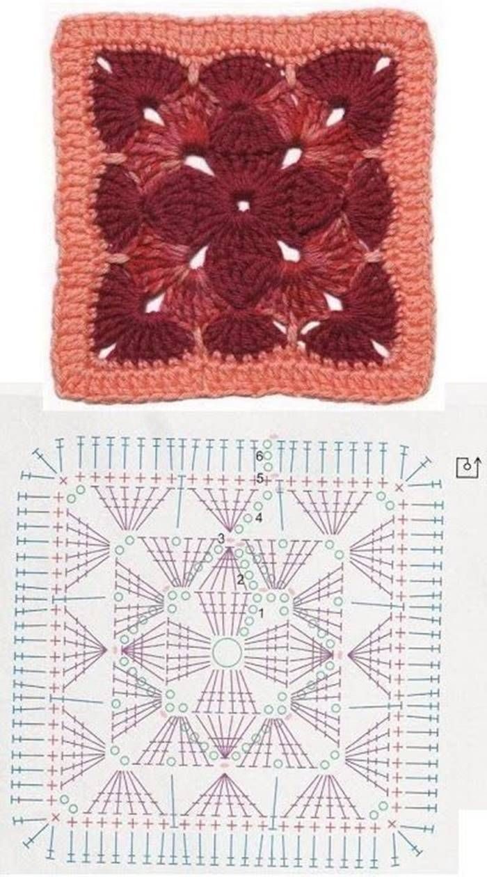 24 modelos e gráficos de quadrados de crochê