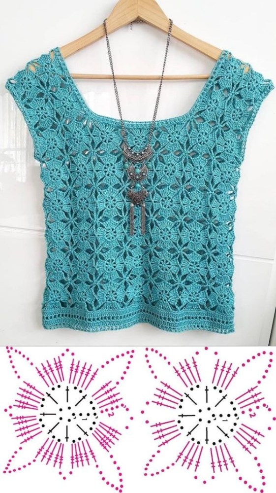 Lindas blusas feitas com quadrado de crochê