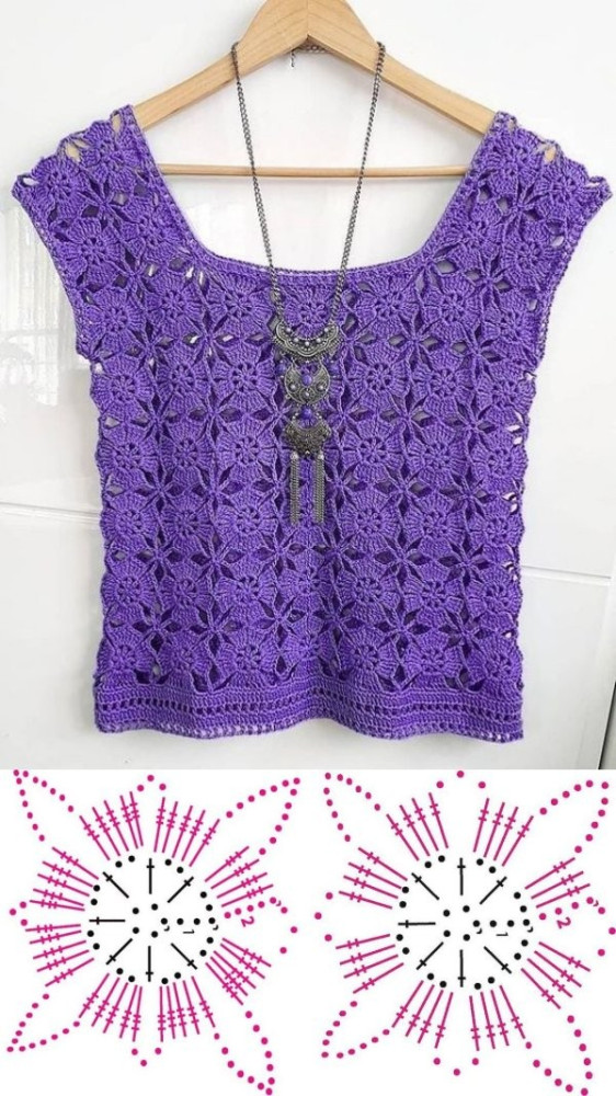 Lindas blusas feitas com quadrado de crochê