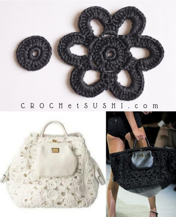 10 modelos de bolsa de crochê e gráficos