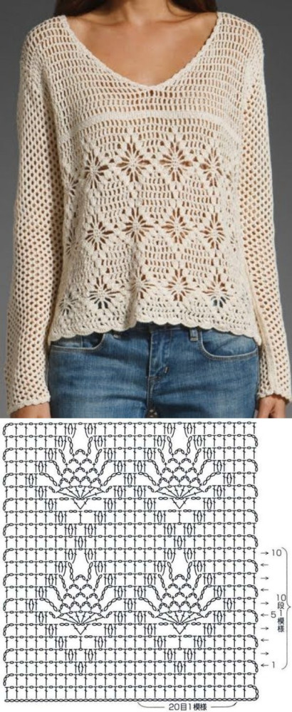 +11 modelos e ponto de crochê para blusas