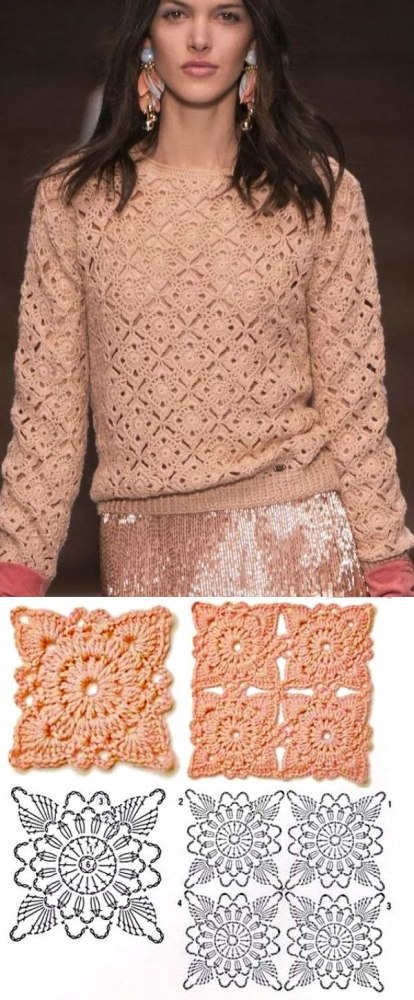 Novos modelos de blusa de crochê com gráfico dos pontos