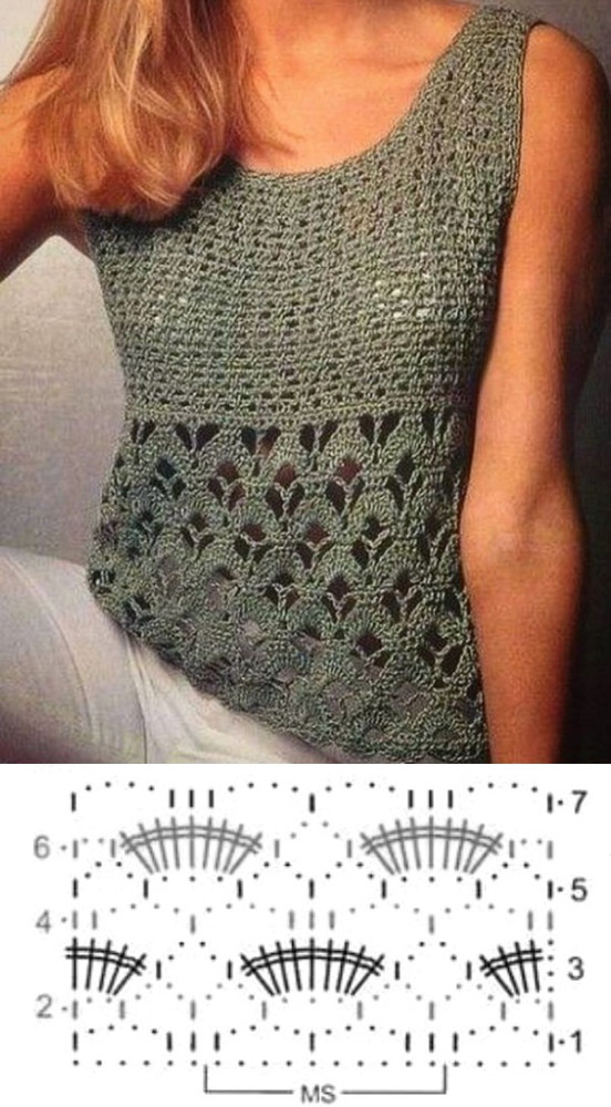 +10 modelos de blusa de crochê com gráfico do ponto