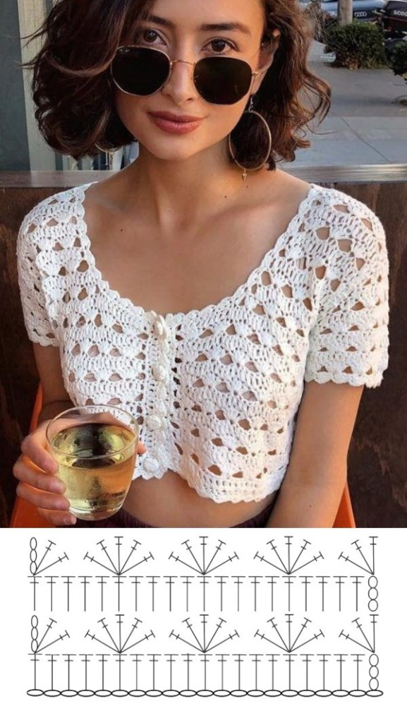 +10 modelos de blusa de crochê com gráfico do ponto