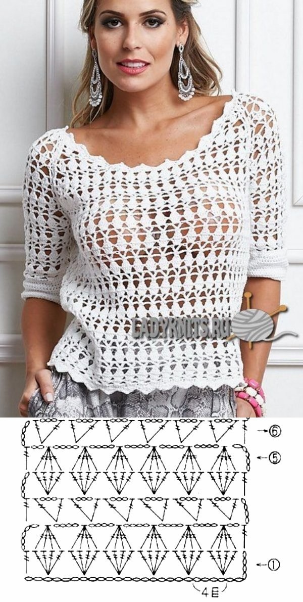 +10 modelos de blusa de crochê com gráfico do ponto
