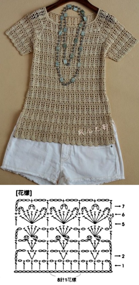 +10 modelos de blusa de crochê com gráfico do ponto
