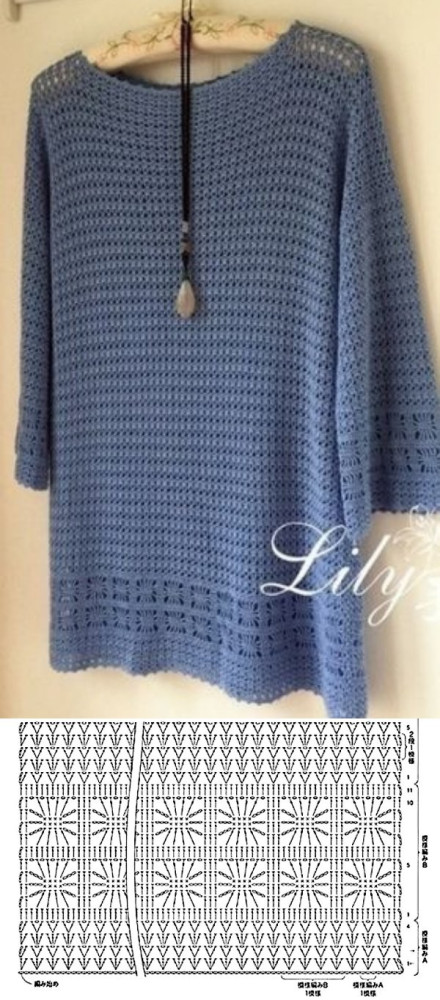 +10 modelos de blusa de crochê com gráfico do ponto