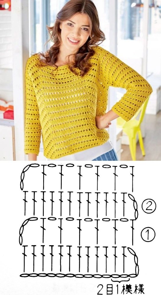 +10 modelos de blusa de crochê com gráfico do ponto