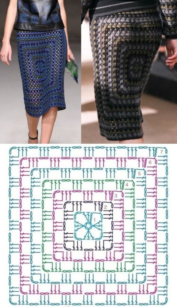 Lindos modelos de saia de crochê com gráfico do ponto