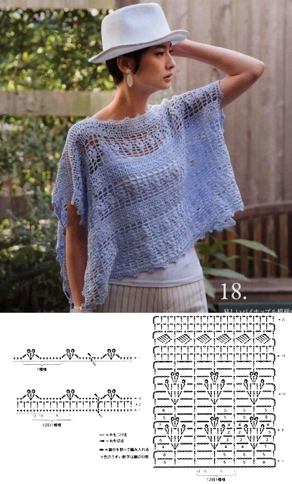 Blusa de crochê com gráfico