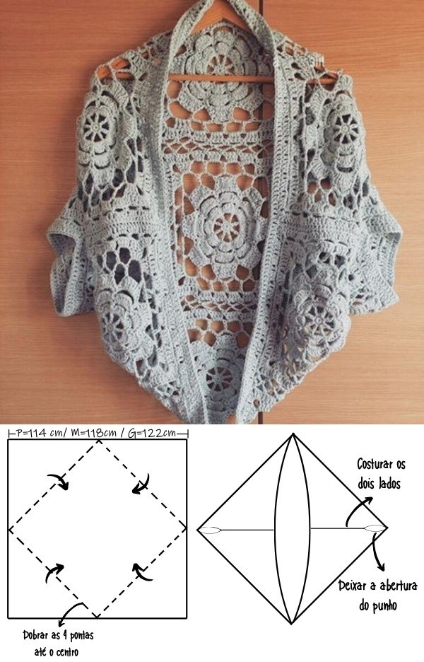 Blusa de crochê com gráfico