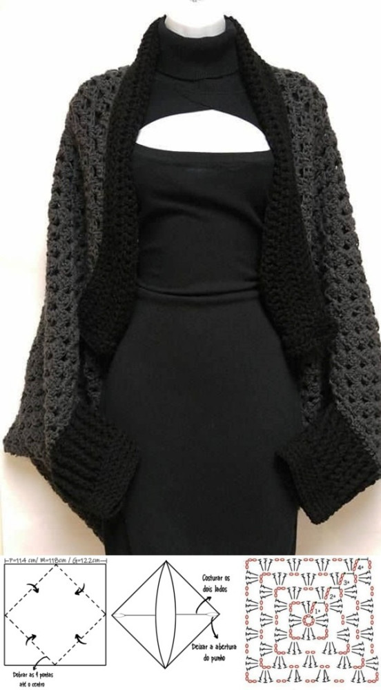 Blusa de crochê com gráfico
