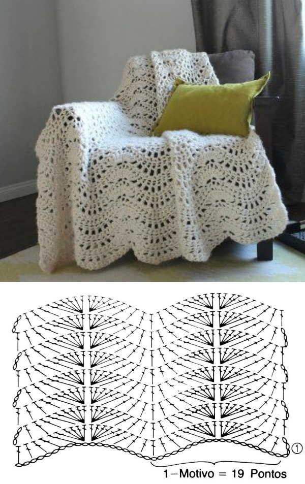 11 mantas de crochê com gráfico do ponto