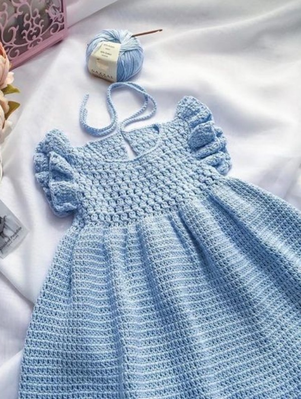 Vestido de croche para bebe batizado passo a hot sale passo