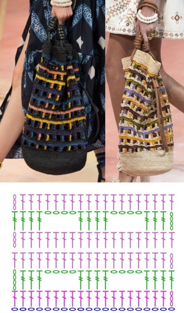 11 Modelos de bolsa de crochê com gráfico do ponto