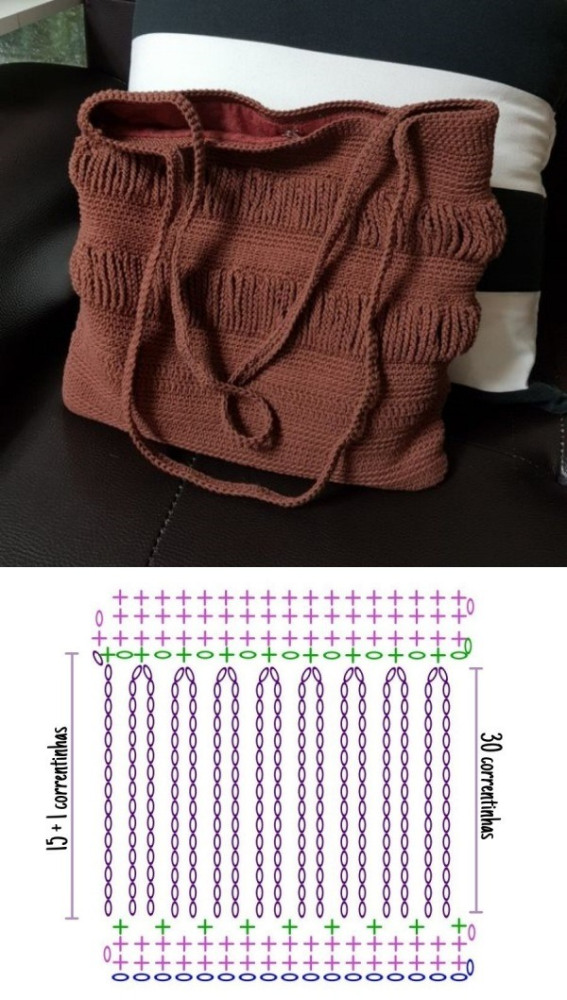 11 Modelos de bolsa de crochê com gráfico do ponto