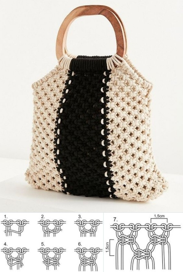 11 Modelos de Bolsa de Macramê com Gráfico para Copiar