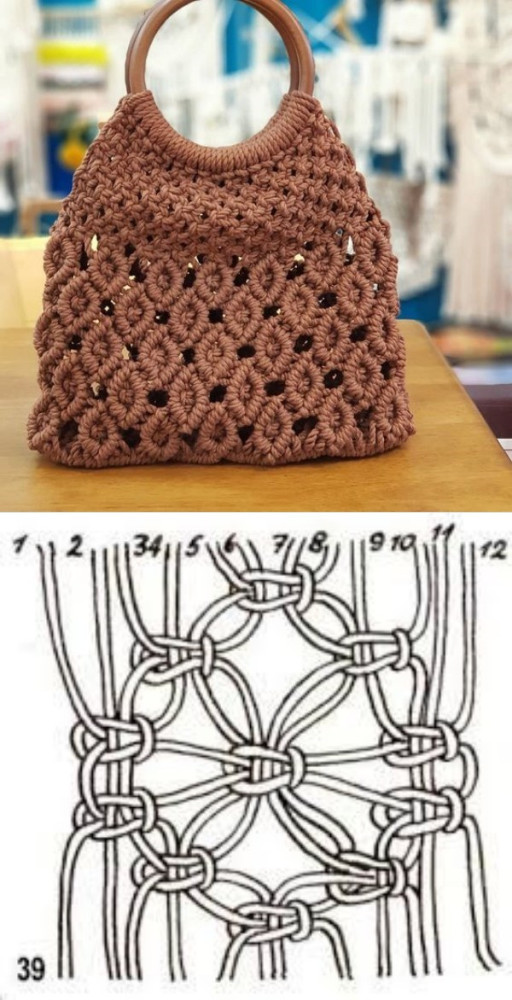 11 Modelos de Bolsa de Macramê com Gráfico para Copiar