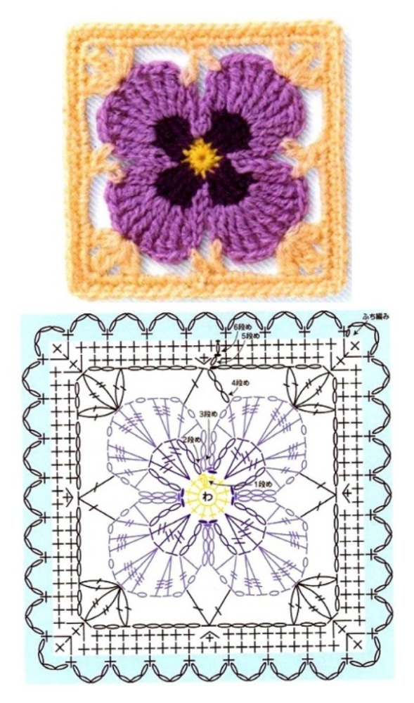 14 Quadrados de crochê com gráfico, copie e crie!