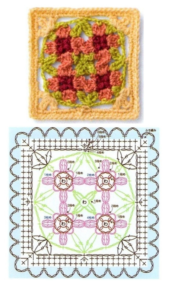 +14 quadrados de crochê com gráfico para copiar