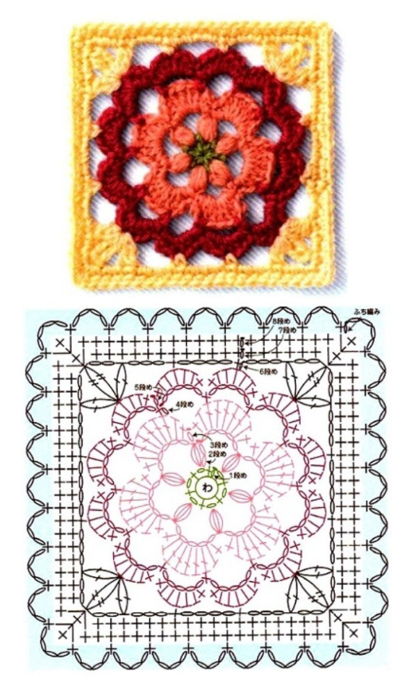 +14 quadrados de crochê com gráfico para copiar