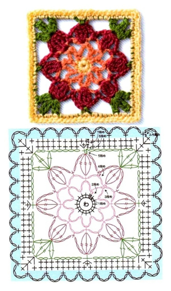 +14 quadrados de crochê com gráfico para copiar