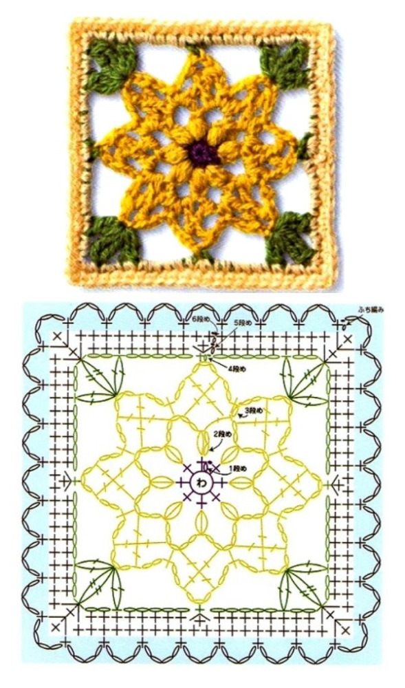 +14 quadrados de crochê com gráfico para copiar